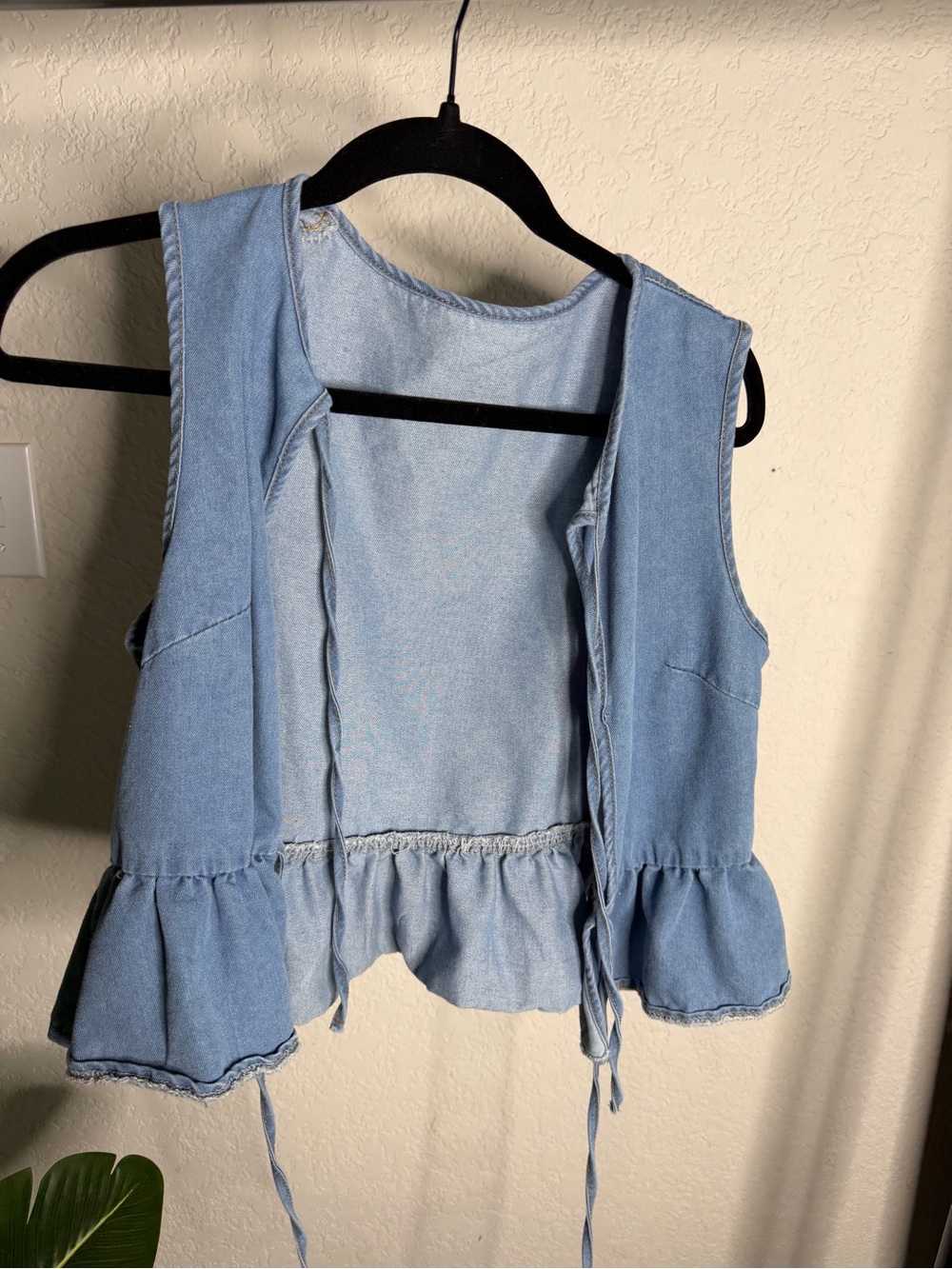 Light Blue Denim Peplum Vest